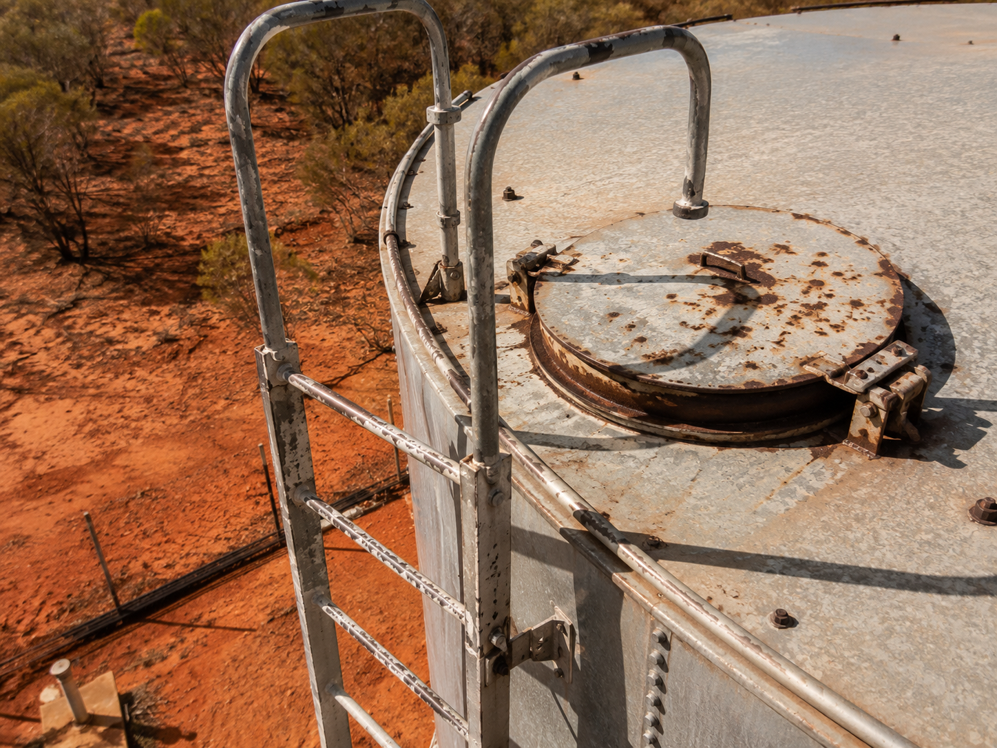 Fire tank access hatch showing seal condition
