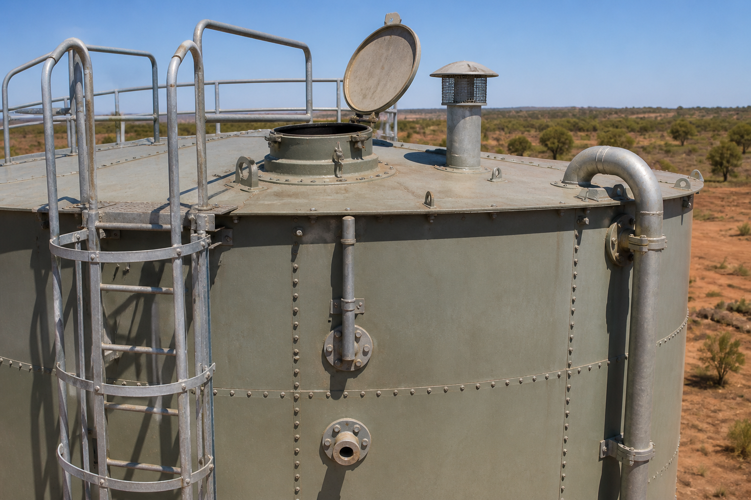 Professional inspector conducting formal tank inspection with documentation